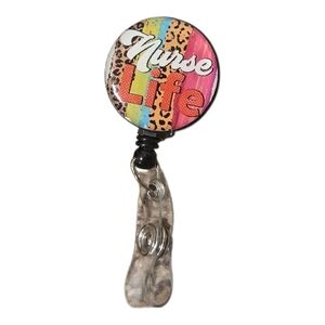 Nurse Life Badge Reel with Leopard Print